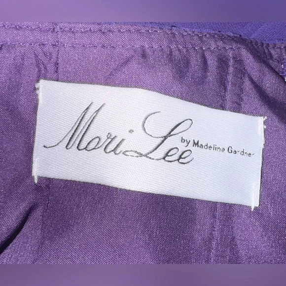 Mori Lee One Shoulder Purple Chiffon Formal Gown Size 16 - Picture 6 of 7